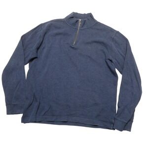 Rodd & Gunn Sweater‎ Mens L Blue Cotton 1/4 Zip Mock Neck Knit Pullover